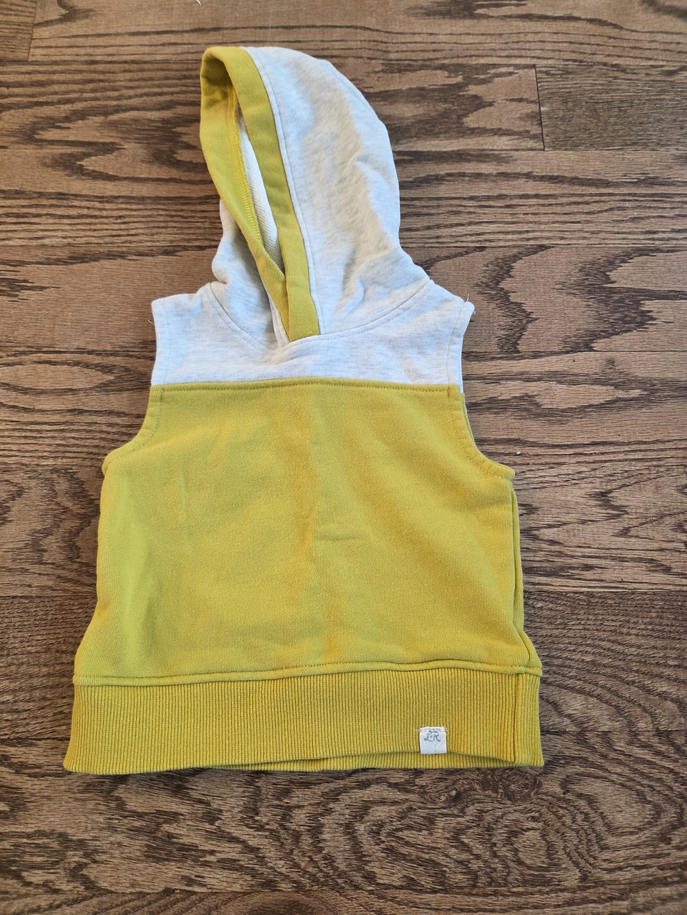 Little Road Co (Lulu & Roo) Toddler Tank Top Hoodie - Yellow & Light Gray - 2T